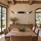 Mounted Longhorn Wall Decor, 62” Wide - Natural Horns with Cowhide-Wrapped Wood Mount