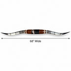 Mounted Longhorn Wall Decor, 68” Wide - Natural Horns with Cowhide-Wrapped Wood Mount