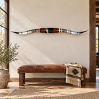 Mounted Longhorn Wall Decor, 68” Wide - Natural Horns with Cowhide-Wrapped Wood Mount