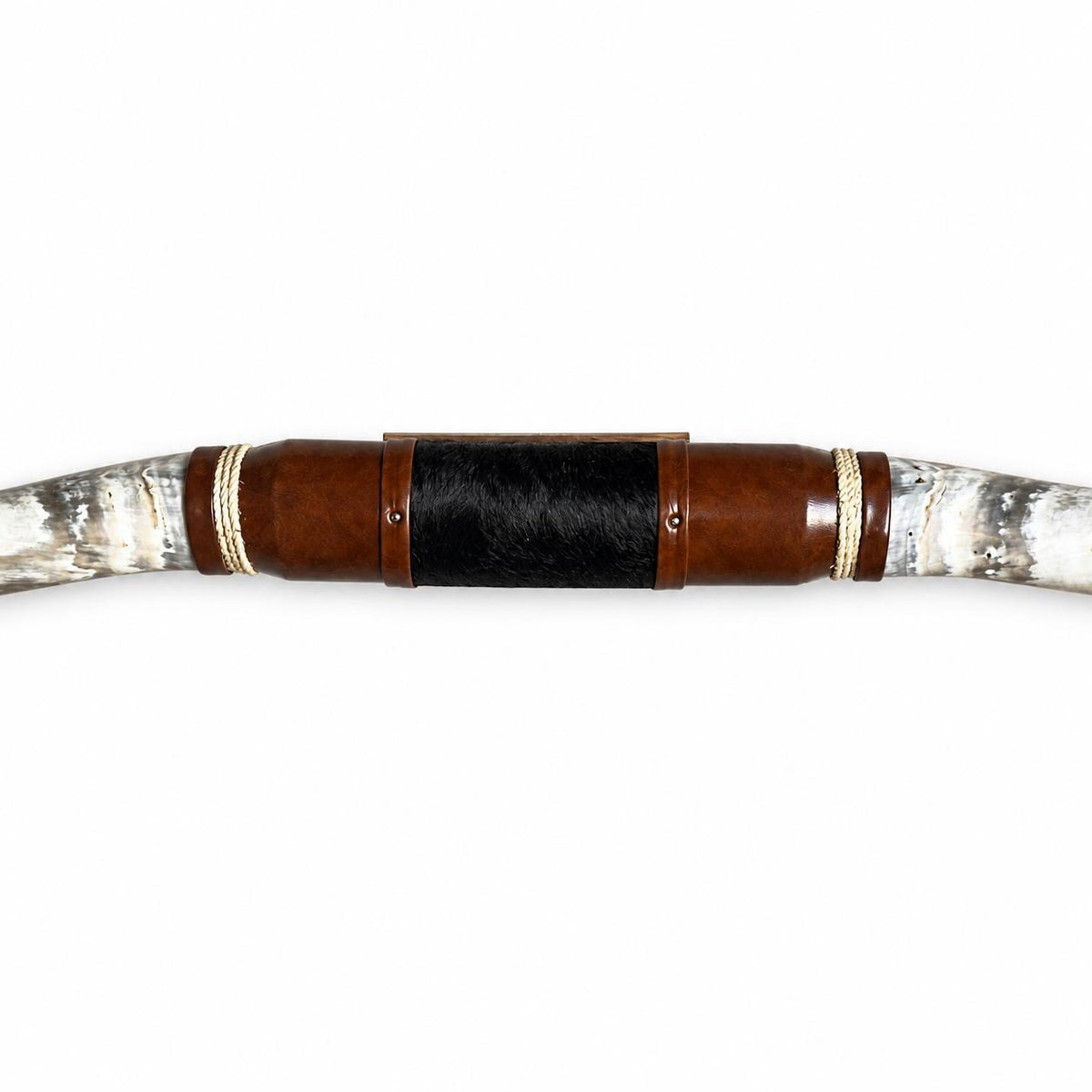 Mounted Longhorn Wall Decor, 68” Wide - Natural Horns with Cowhide-Wrapped Wood Mount