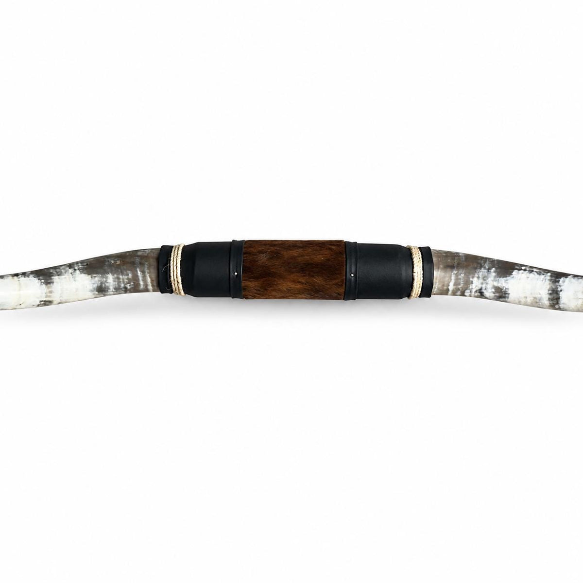 Mounted Longhorn Wall Decor, 64” Wide - Natural Horns with Cowhide-Wrapped Wood Mount