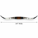 Mounted Longhorn Wall Decor, 64” Wide - Natural Horns with Cowhide-Wrapped Wood Mount