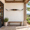 Mounted Longhorn Wall Decor, 64” Wide - Natural Horns with Cowhide-Wrapped Wood Mount