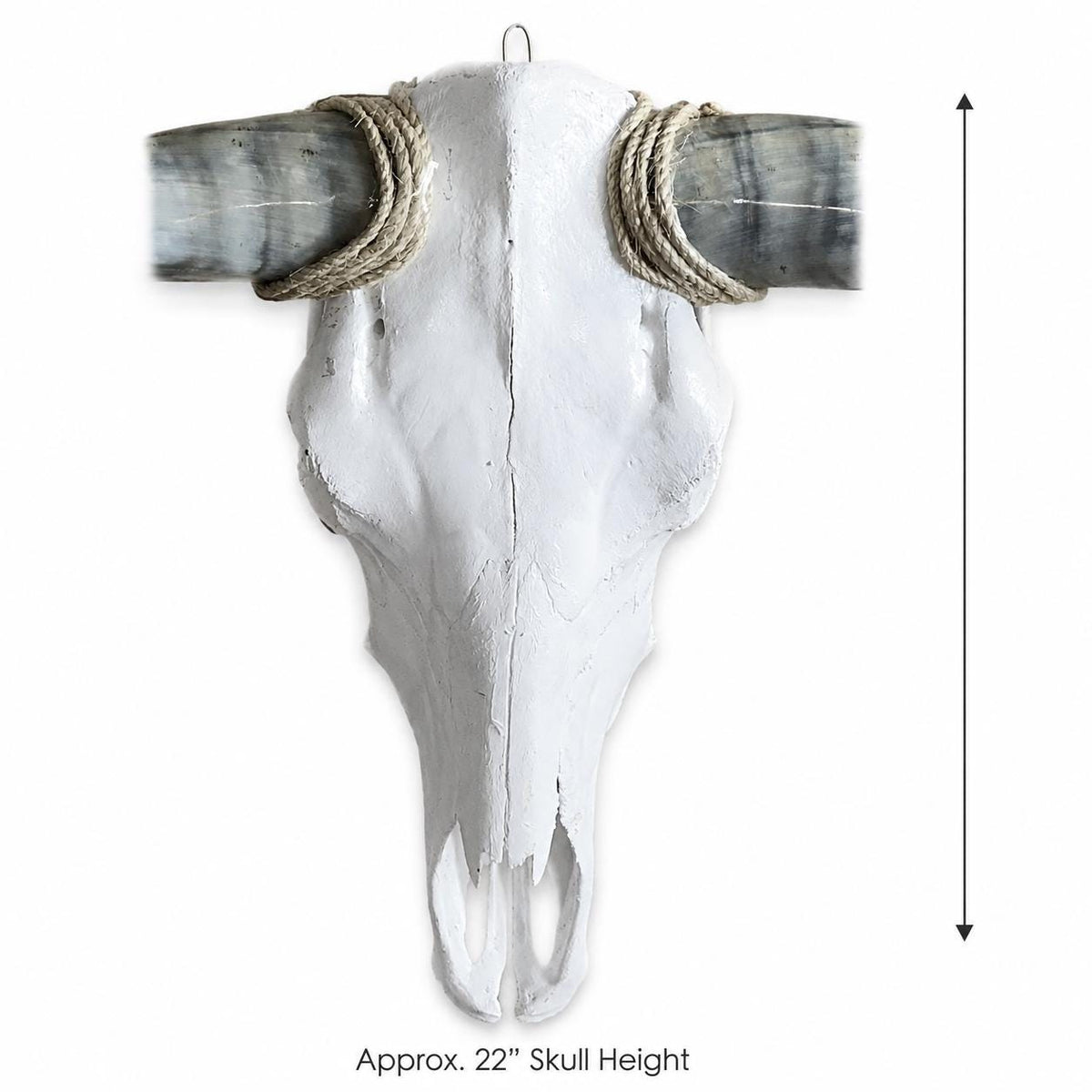 Longhorn Skull Wall Decor, 44” Wide – Sweeping Black Horns, Western Wall Decor