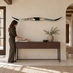 Mounted Longhorn Wall Decor, Approx. 6 Ft Wide - Slender Natural Horns with Cowhide-Wrapped Wood Mount