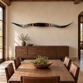 Mounted Longhorn Wall Decor, Approx. 6 Ft Wide - Natural Horns with Raised Tips and Cowhide-Wrapped Wood Mount