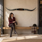 Mounted Longhorn Wall Decor, Approx. 6 Ft Wide - Dark Gray Sweeping Horns with Cowhide-Wrapped Wood Mount