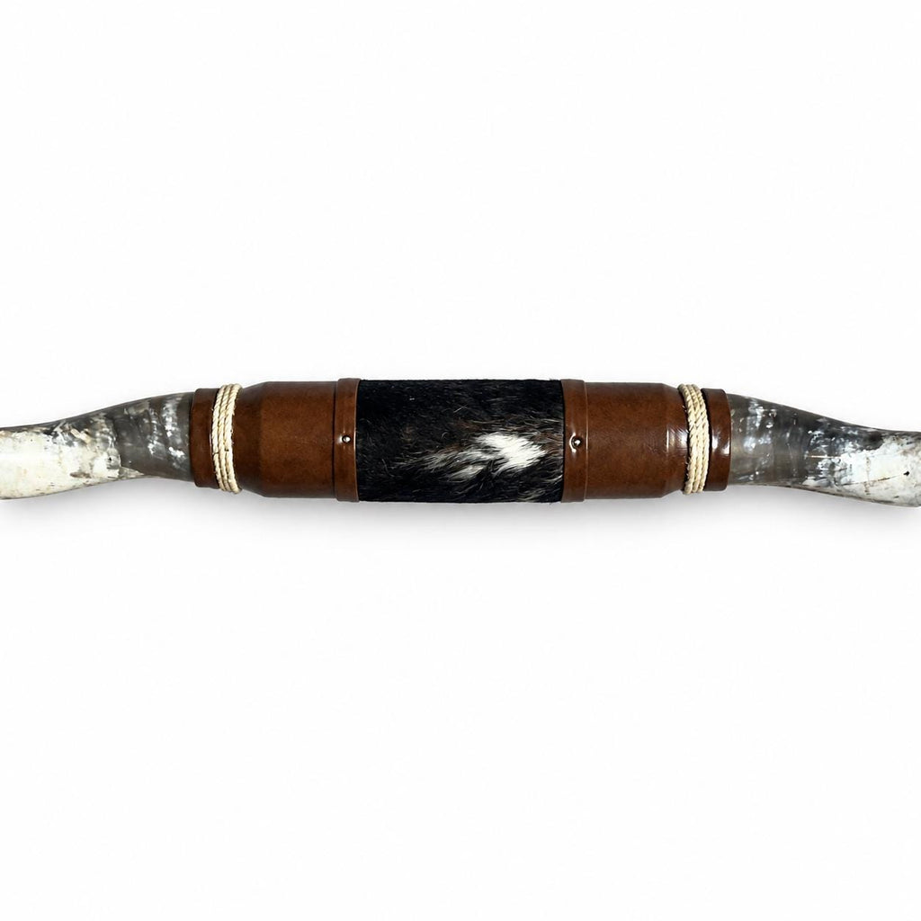 Mounted Longhorn Wall Decor, 67” Wide - Natural Horns with Cowhide-Wrapped Wood Mount