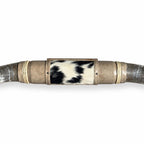 Mounted Longhorn Wall Decor, 64” Wide - Natural Horns with Cowhide-Wrapped Wood Mount