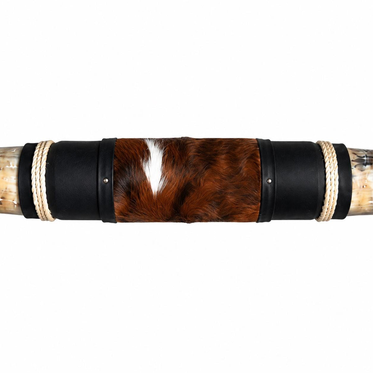 Mounted Longhorn Wall Decor, 63” Wide - Natural Horns with Cowhide-Wrapped Wood Mount