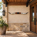 Mounted Longhorn Wall Decor, 68” Wide - Natural Horns with Cowhide-Wrapped Wood Mount