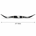 Mounted Longhorn Wall Decor, 67” Wide - Natural Horns with Cowhide-Wrapped Wood Mount