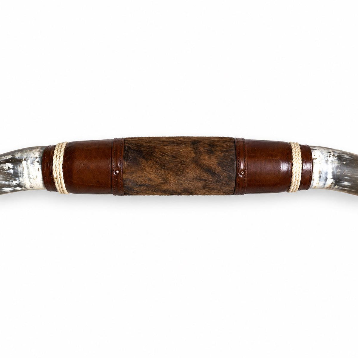 Mounted Longhorn Wall Decor, 68” Wide - Natural Horns with Cowhide-Wrapped Wood Mount