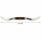 Mounted Longhorn Wall Decor, 68” Wide - Natural Horns with Cowhide-Wrapped Wood Mount