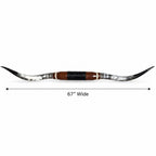 Mounted Longhorn Wall Decor, 67” Wide - Natural Horns with Cowhide-Wrapped Wood Mount