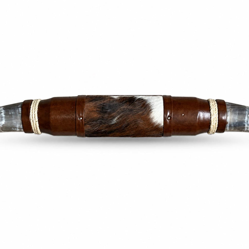 Mounted Longhorn Wall Decor, 69” Wide - Natural Horns with Cowhide-Wrapped Wood Mount