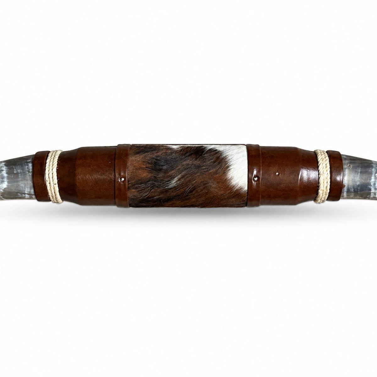 Mounted Longhorn Wall Decor, 69” Wide - Natural Horns with Cowhide-Wrapped Wood Mount