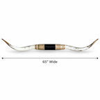 Mounted Longhorn Wall Decor, 65” Wide - Natural Horns with Cowhide-Wrapped Wood Mount