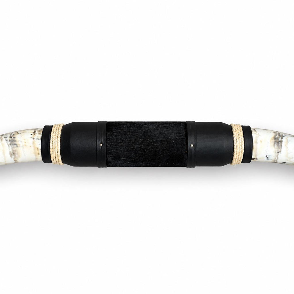 Mounted Longhorn Wall Decor, 69” Wide - Natural Horns with Cowhide-Wrapped Wood Mount