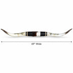 Mounted Longhorn Wall Decor, 69” Wide - Natural Horns with Cowhide-Wrapped Wood Mount