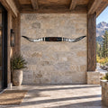 Mounted Longhorn Wall Decor, 69” Wide - Natural Horns with Cowhide-Wrapped Wood Mount