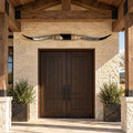 Mounted Longhorn Wall Decor, Approx. 6 Ft Wide - Slender Natural Horns with Cowhide-Wrapped Wood Mount