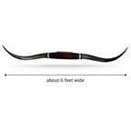 Mounted Longhorn Wall Decor, Approx. 6 Ft Wide - Dark Gray Sweeping Horns with Cowhide-Wrapped Wood Mount