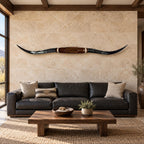 Mounted Longhorn Wall Decor, Approx. 6 Ft Wide - Two-Tone Natural Horns with Cowhide-Wrapped Wood Mount