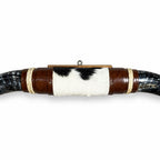 Mounted Longhorn Wall Decor, 66” Wide - Natural Horns with Cowhide-Wrapped Wood Mount