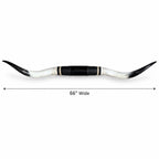 Mounted Longhorn Wall Decor, 66” Wide - Natural Horns with Cowhide-Wrapped Wood Mount