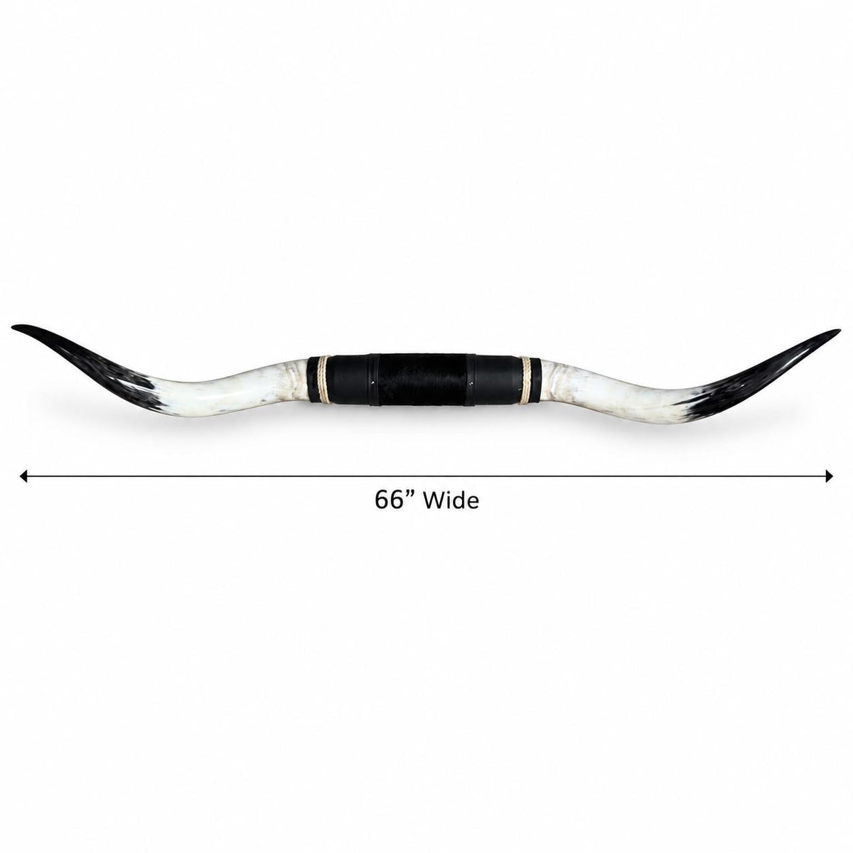 Mounted Longhorn Wall Decor, 66” Wide - Natural Horns with Cowhide-Wrapped Wood Mount