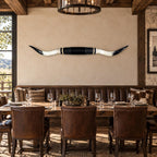 Mounted Longhorn Wall Decor, 66” Wide - Natural Horns with Cowhide-Wrapped Wood Mount