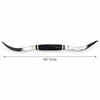 Mounted Longhorn Wall Decor, 69” Wide - Natural Horns with Cowhide-Wrapped Wood Mount