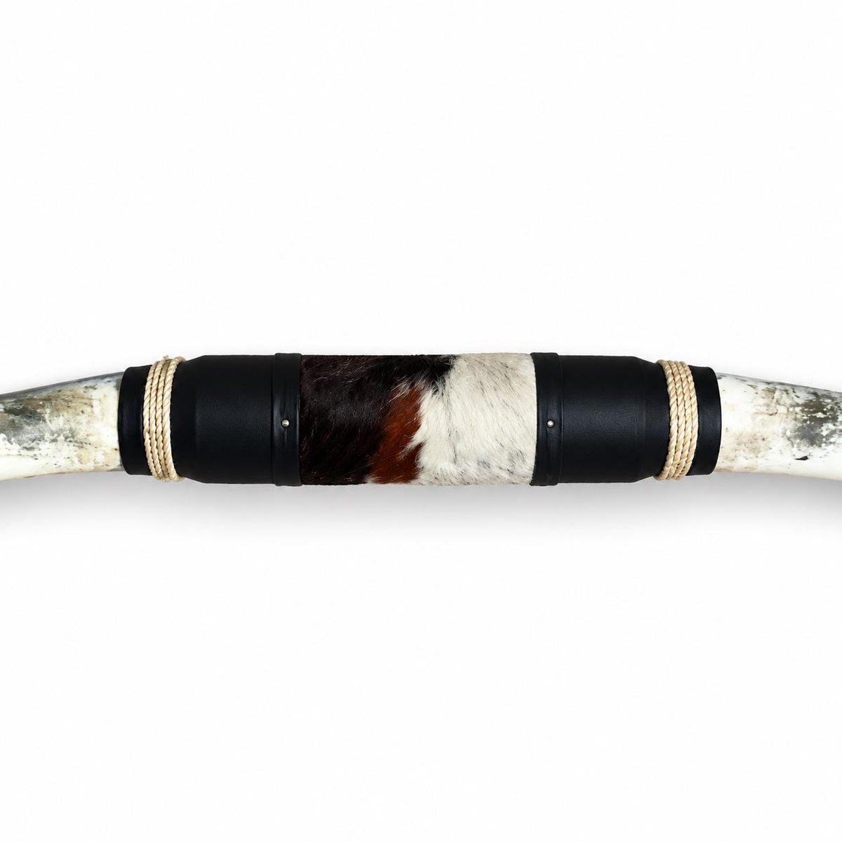 Mounted Longhorn Wall Decor, 69” Wide - Natural Horns with Cowhide-Wrapped Wood Mount