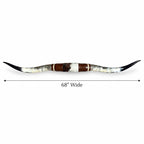 Mounted Longhorn Wall Decor, 68” Wide - Natural Horns with Cowhide-Wrapped Wood Mount
