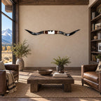 Mounted Longhorn Wall Decor, 66” Wide - Natural Horns with Cowhide-Wrapped Wood Mount